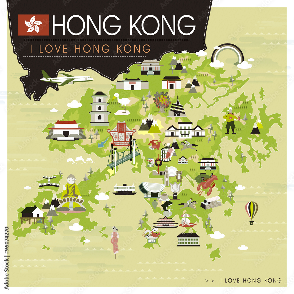 Obraz premium Hong Kong travel map