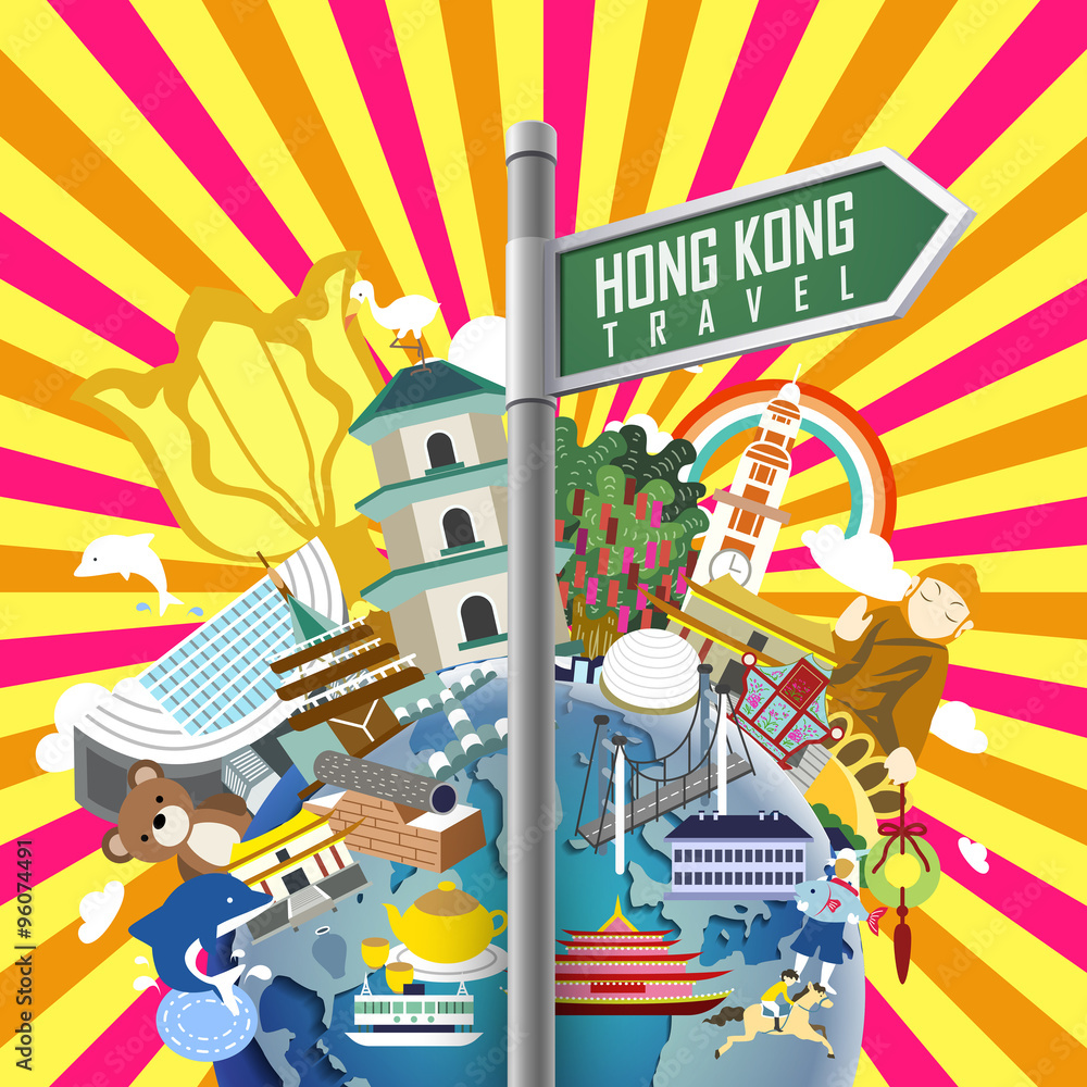 Obraz premium Hong Kong travel poster