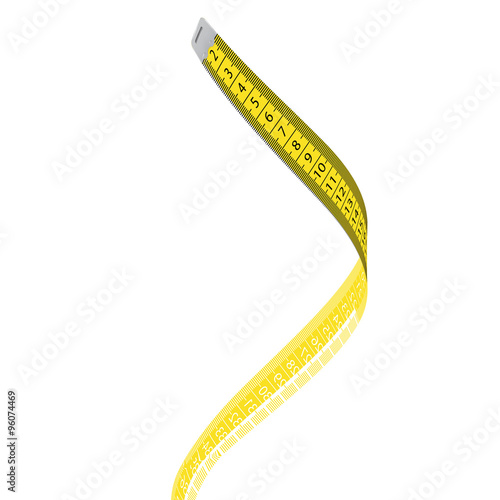 Vector illustration of distorted and rolled yellow measuring tap