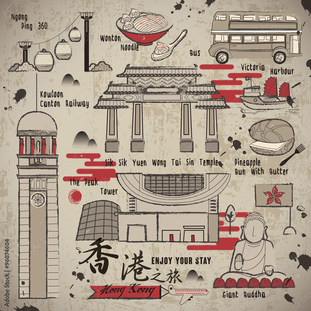 Obraz premium Hong Kong travel elements