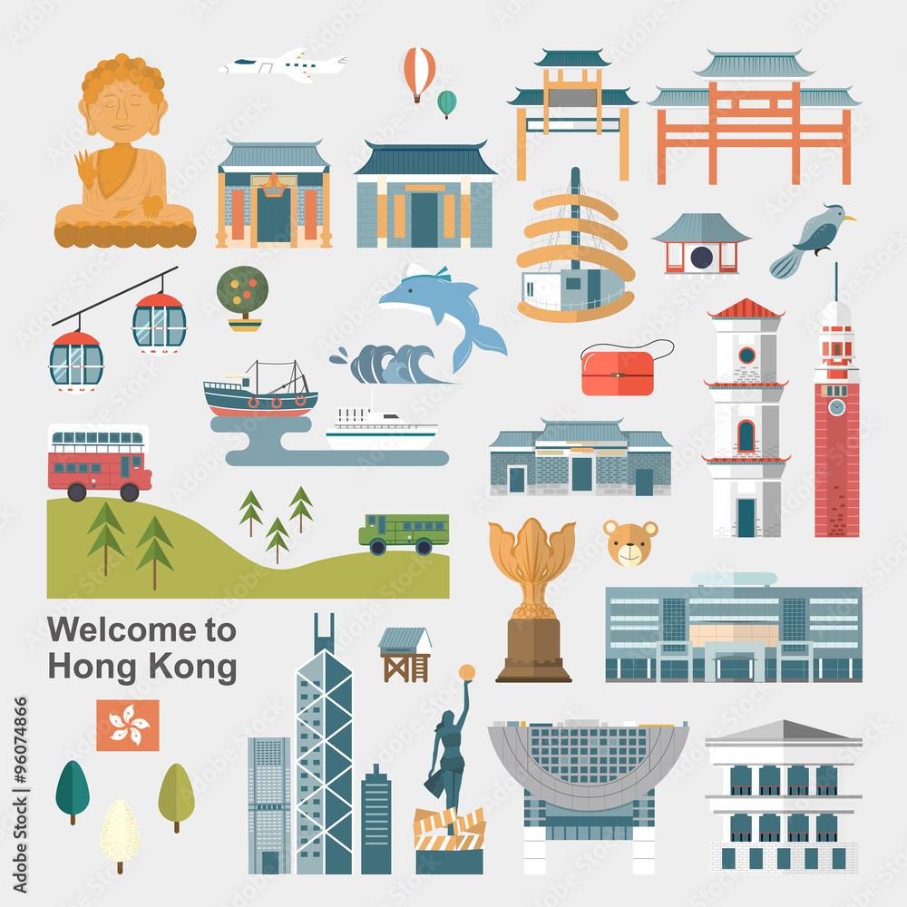 Naklejka premium Hong Kong travel concept