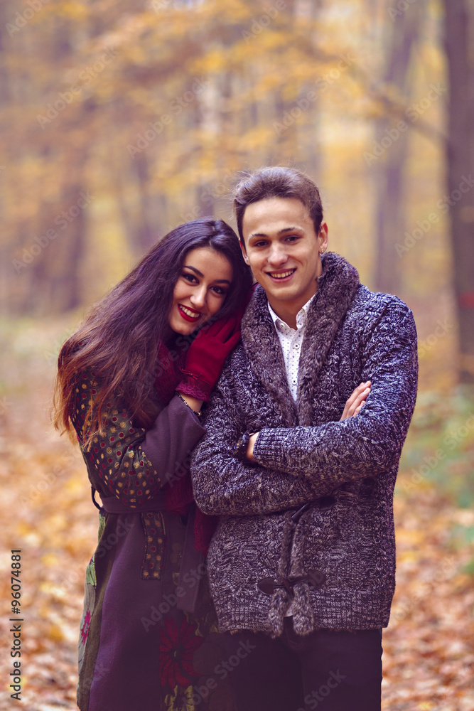 young couple in the park, autumn concept young couple in the park, autumn concept