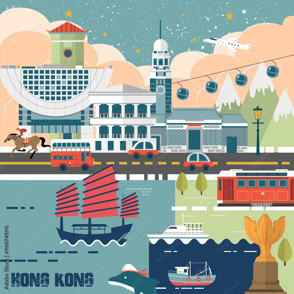 Fototapeta premium Koncepcja podróży w Hongkongu