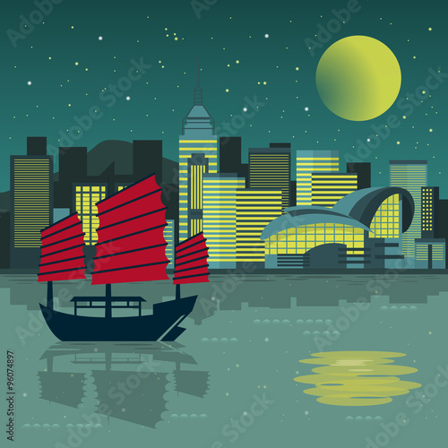 Victoria Harbor night scenery