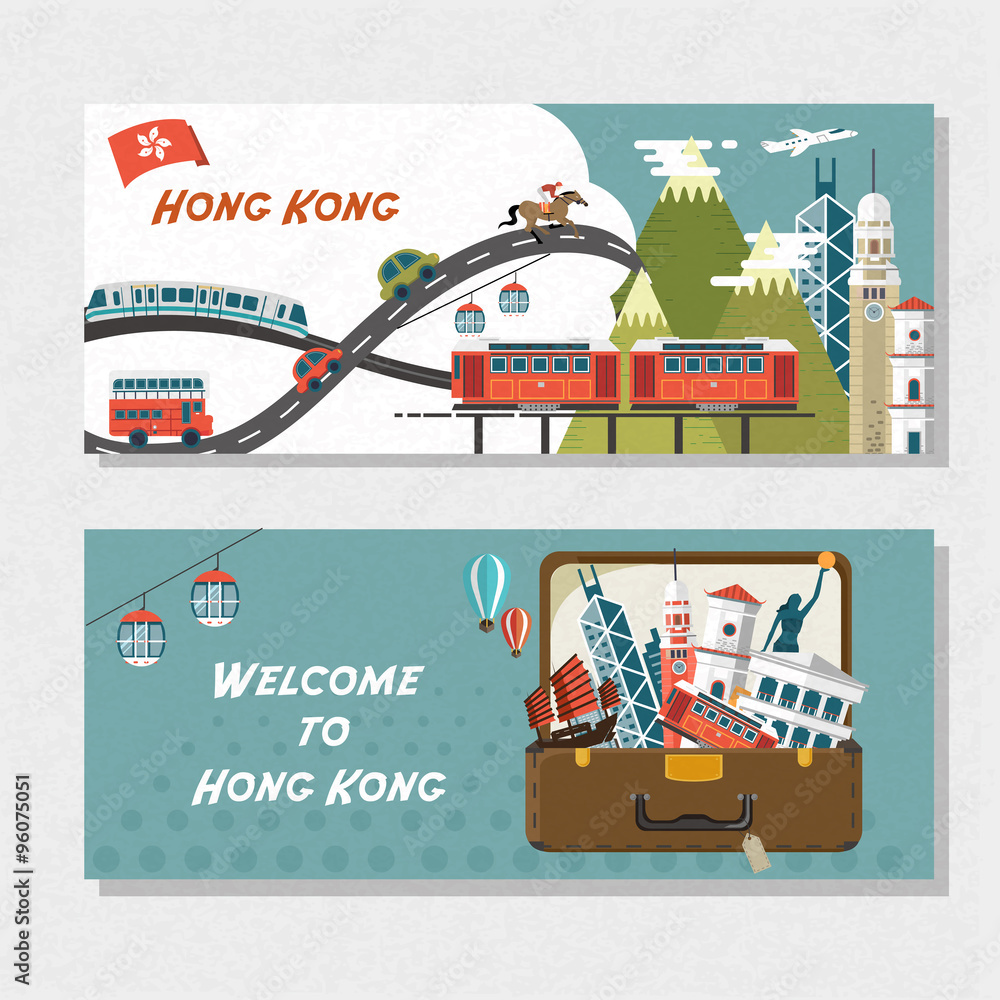 Naklejka premium Hong Kong travel attractions