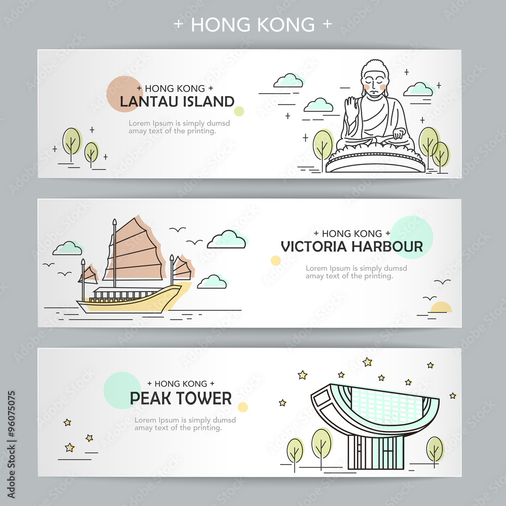 Obraz premium Hong Kong travel banner