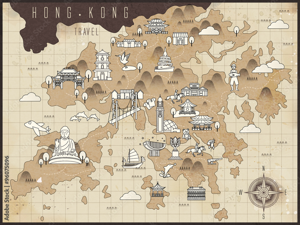 Obraz premium Hong Kong travel map