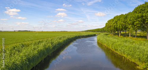 Canal through a rural landscape in spring