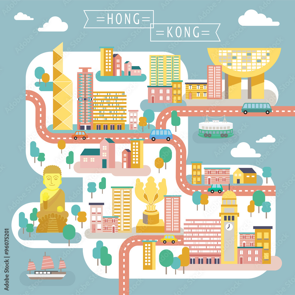 Fototapeta premium Hong Kong travel map