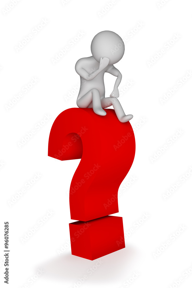 Human figure sitting on question mark Human figure sitting on question mark
