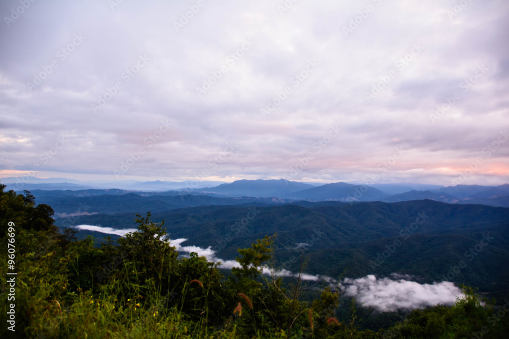 Landscape in rural Thailand with morning sun 