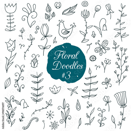 Floral doodle set