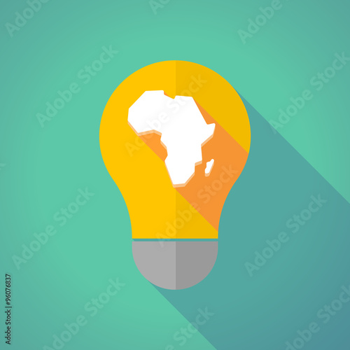 Long shadow vector light bulb with  a map of the african contine