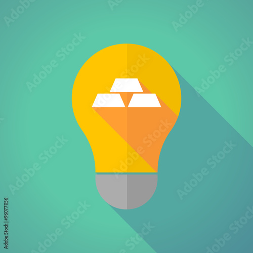 Long shadow vector light bulb with three gold bullions