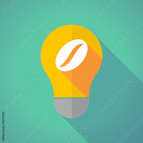 Long shadow vector light bulb with a coffee bean