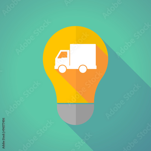 Long shadow vector light bulb with a  delivery truck