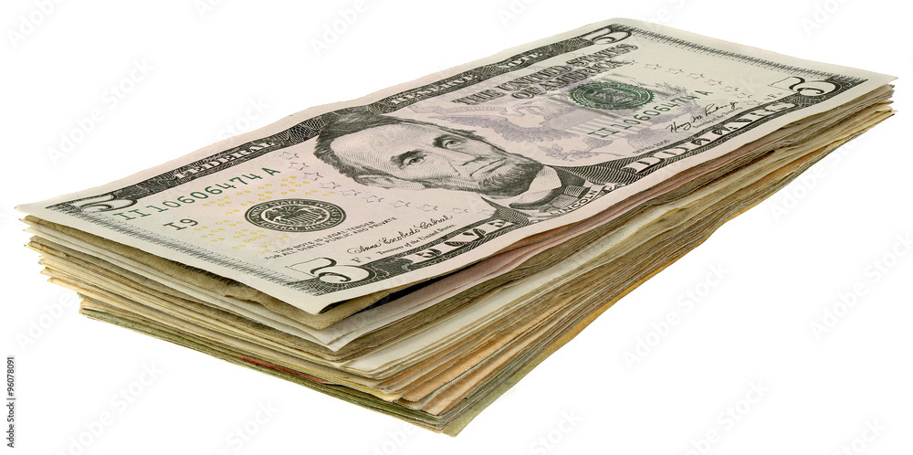Stack of dollars banknotes isolated on white background Stack of dollars banknotes isolated on white background