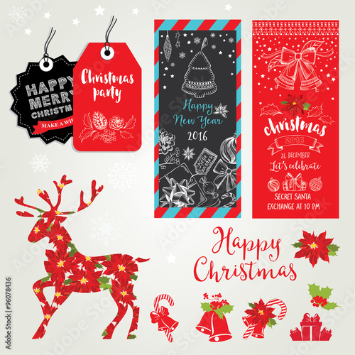 Christmas party invitation. Holiday card.