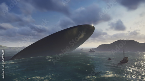 UFO crash into a sea © kolbass