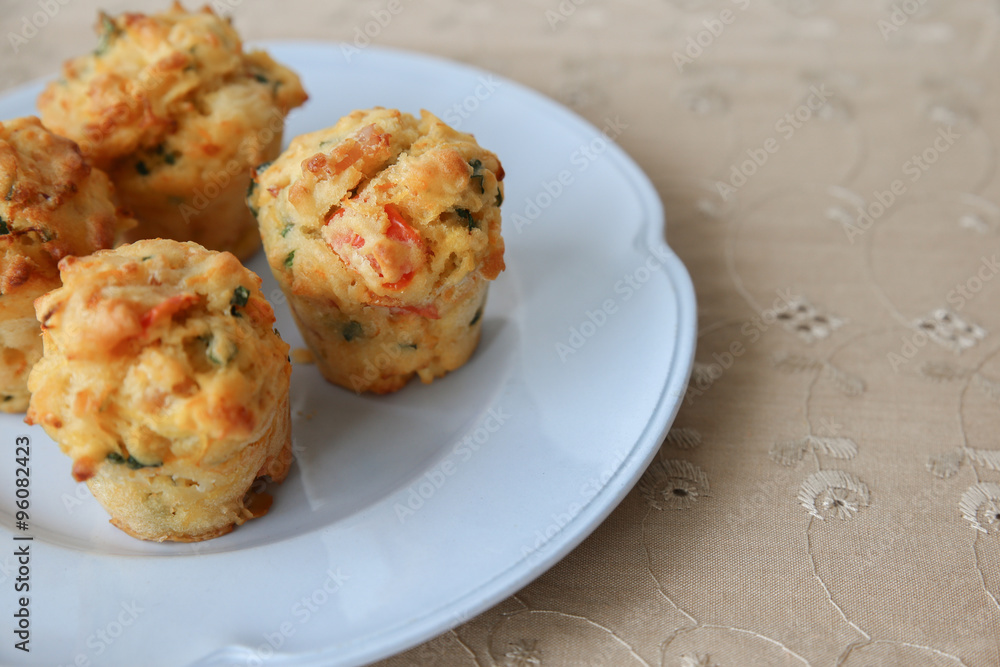 Homemade mini egg muffins Mini quiche, selective focus Homemade mini egg muffins Mini quiche, selective focus