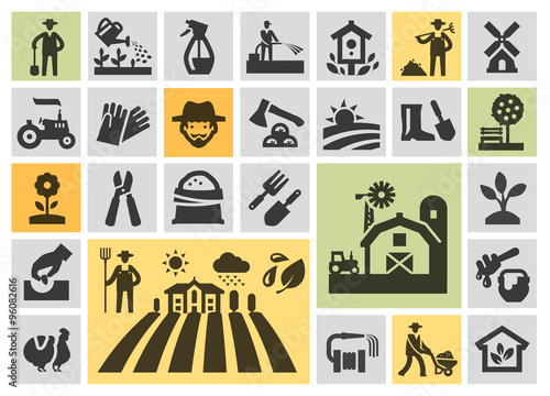 farm icons set
