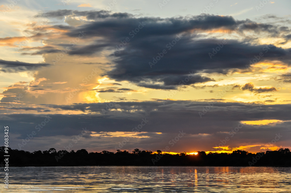 Sunset in the Amazon Rainforest, Manaos, Brazil