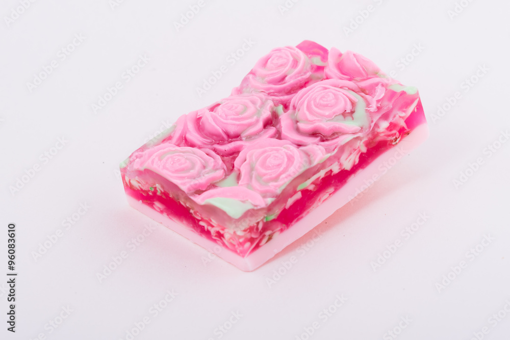 The square soap handmade on light gray background The square soap handmade on light gray background