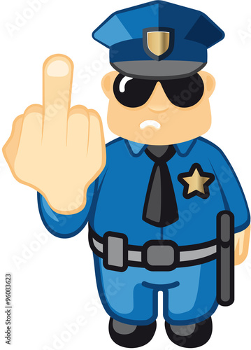 Polizist zeigt Mittelfinger