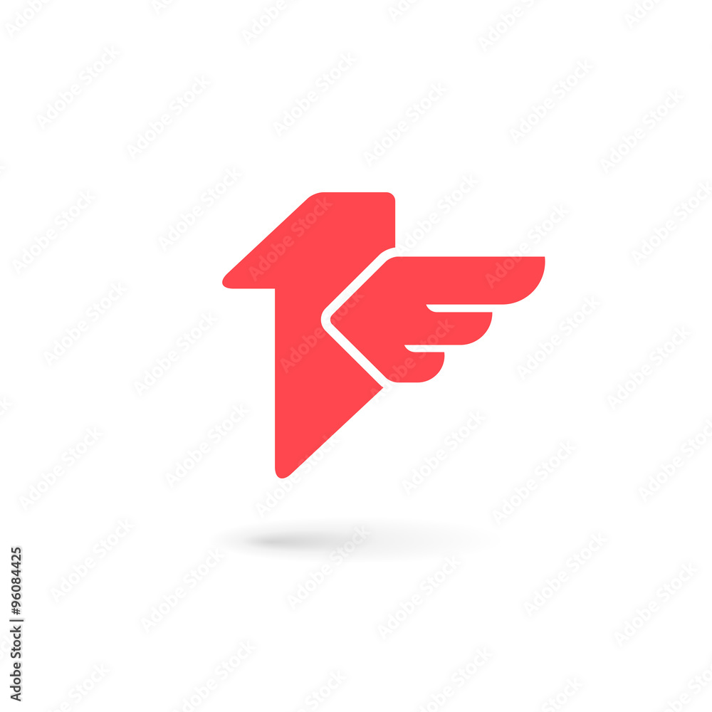 Number one 1 bird wing logo icon design template elements Number one 1 bird wing logo icon design template elements