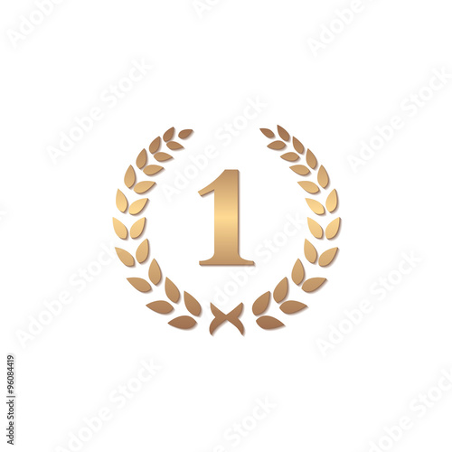 Number one 1 laurel wreath logo icon design template elements