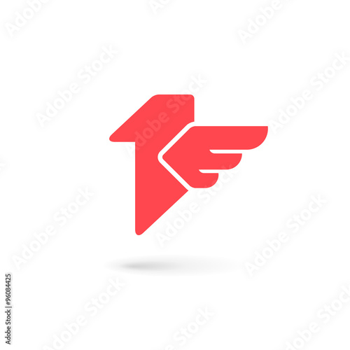 Number one 1 bird wing logo icon design template elements