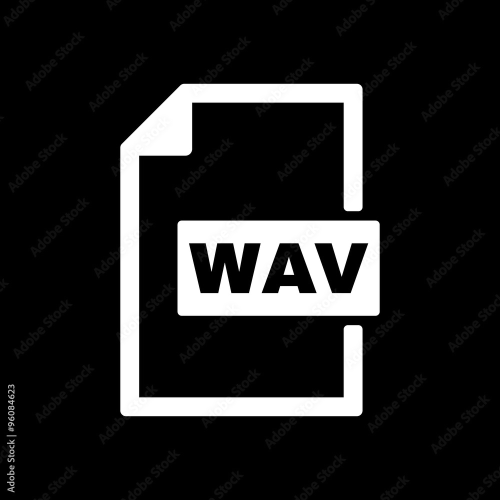 The WAV icon. File audio format symbol. Flat The WAV icon. File audio format symbol. Flat