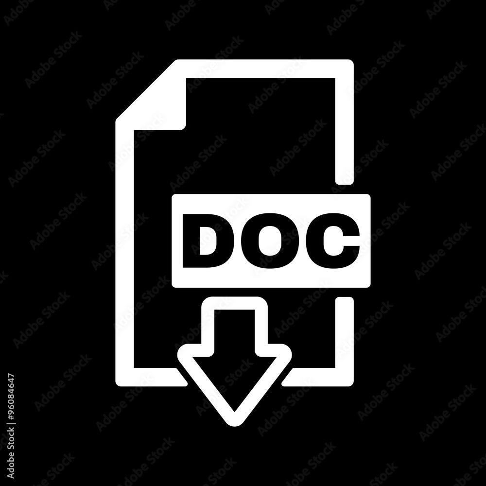 The DOC icon. Text file format symbol. Flat The DOC icon. Text file format symbol. Flat