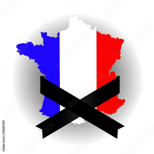 Map of France and Black Ribbon