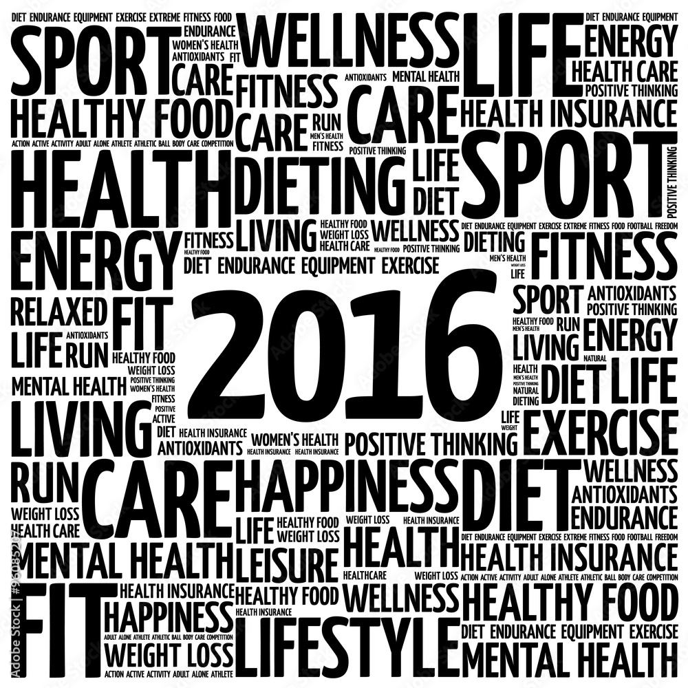 Obraz premium 2016 health word cloud, concept background