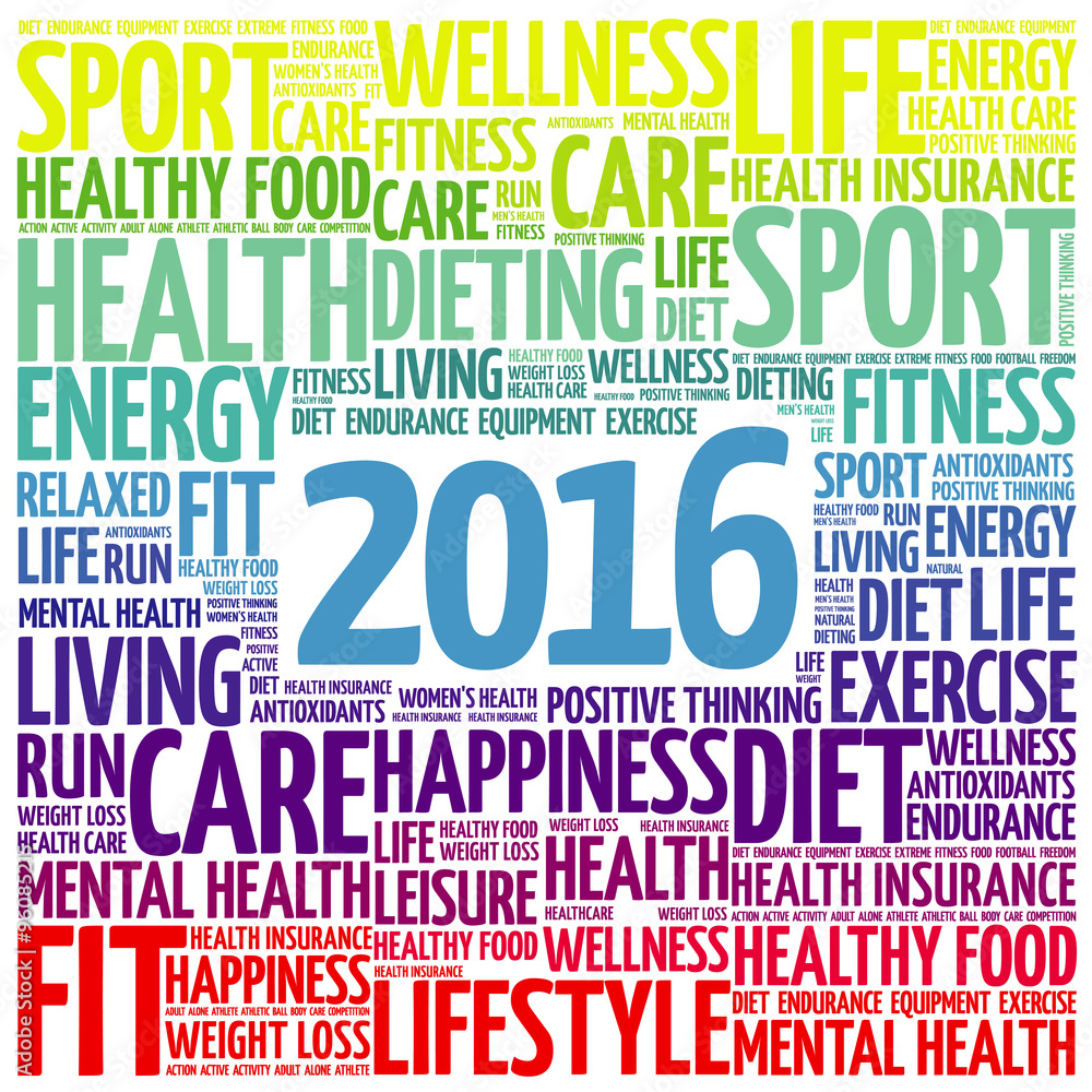 2016 health word cloud, concept background 2016 health word cloud, concept background