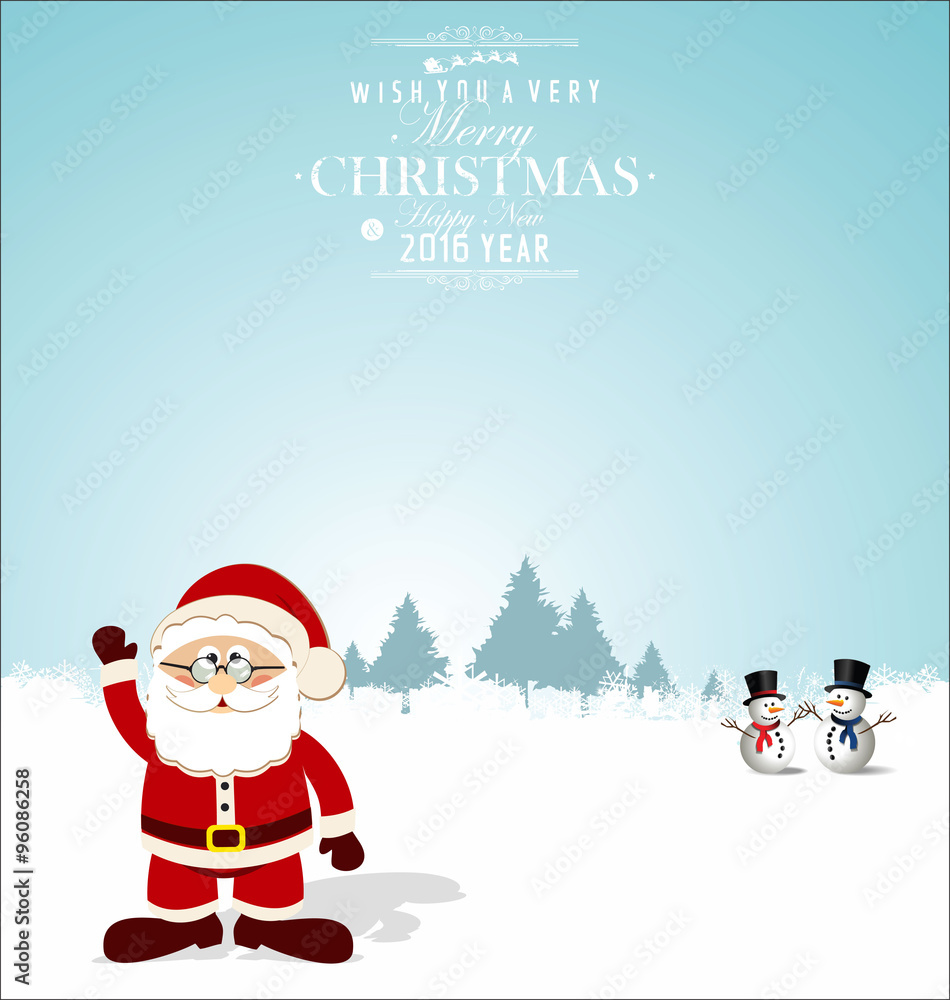 Christmas card with Santa and snowman Christmas card with Santa and snowman