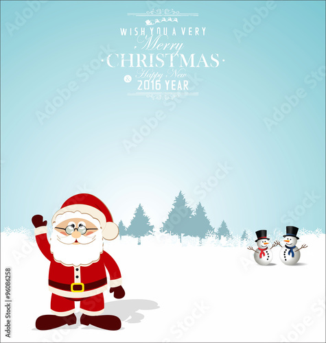 Christmas card with Santa and snowman © totallyout