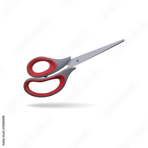 Red scissors isolated with shadow