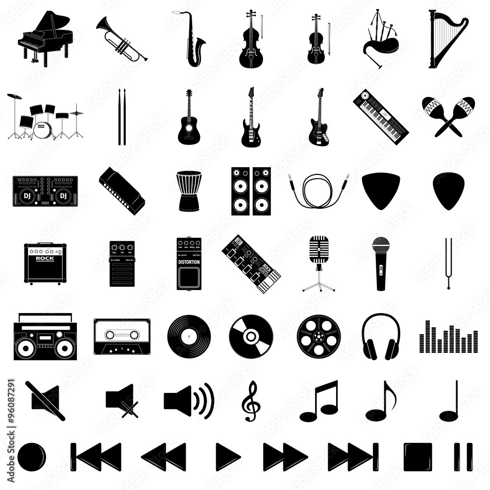Obraz premium Musical instrument set, vector illustration