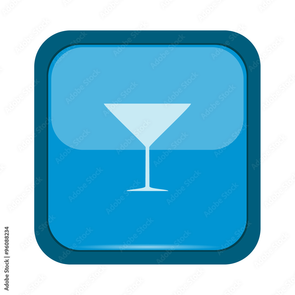 Glass silhouette on a blue button Glass silhouette on a blue button