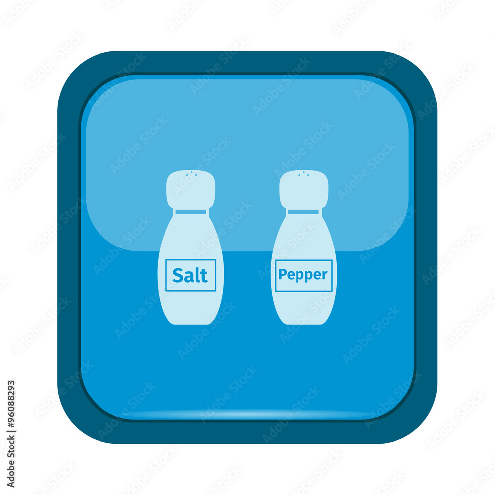 Fototapeta premium Salt and pepper icons on a blue button