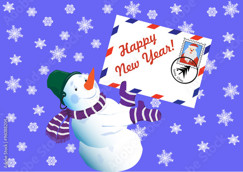 The snowman, wishes happy new year.