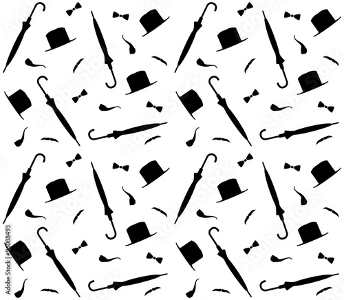 Pattern with hat and umbrella