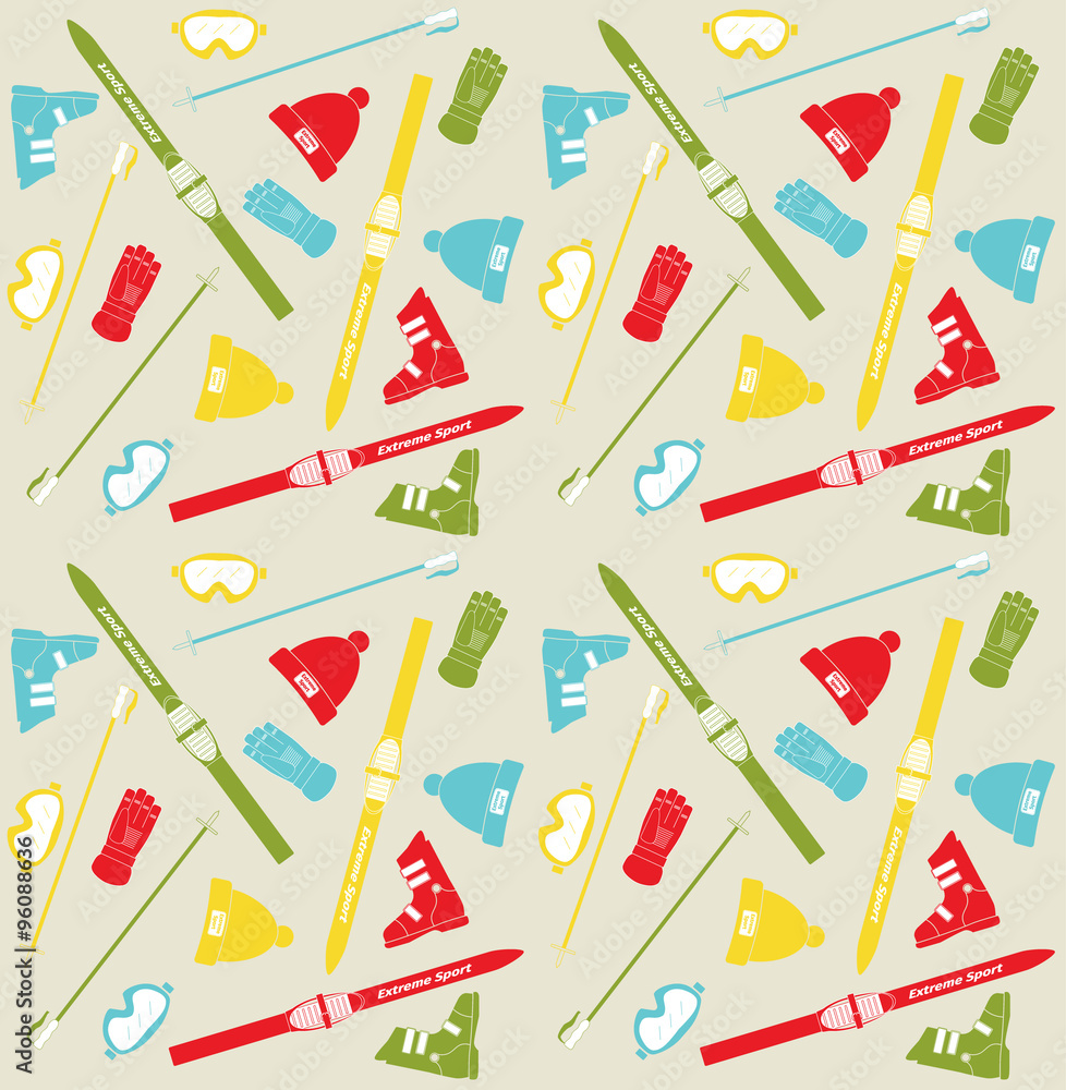 Pattern with skis and sticks Pattern with skis and sticks