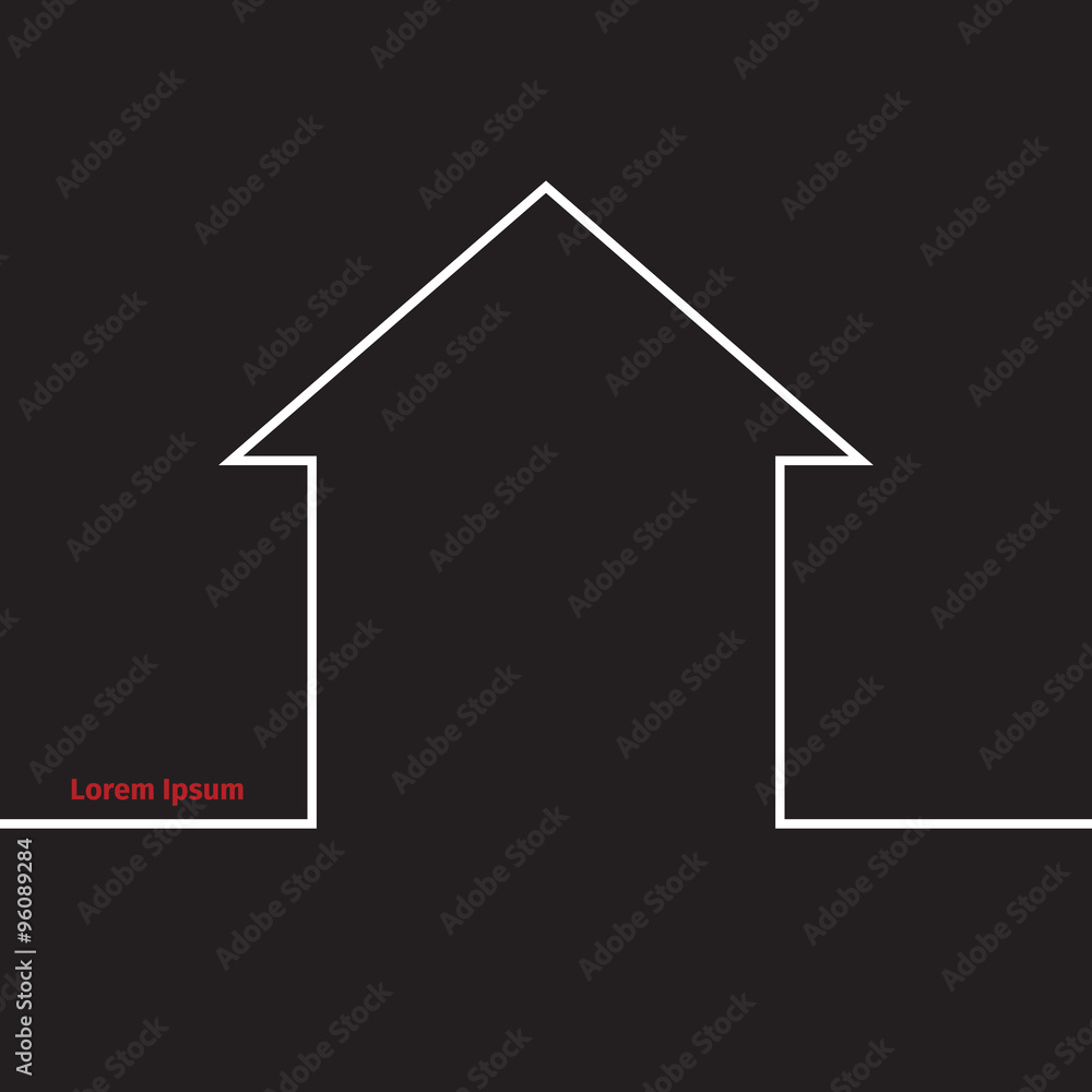 Advertising card with real estate silhouette Advertising card with real estate silhouette