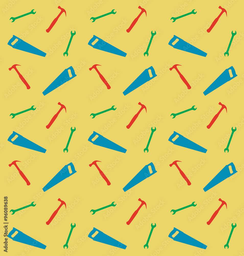 Pattern of spanner, saw and hummer Pattern of spanner, saw and hummer