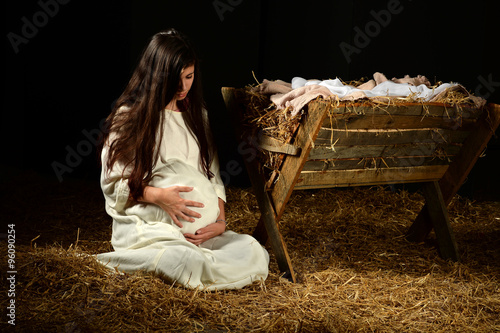 Young Pregnant Mary with Manger