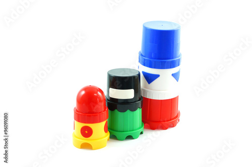 Child Toy Stacking Cups Isolated on White Background
