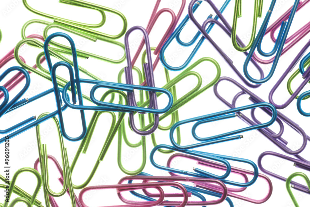 colored paperclips isolated on white. colored paperclips isolated on white.
